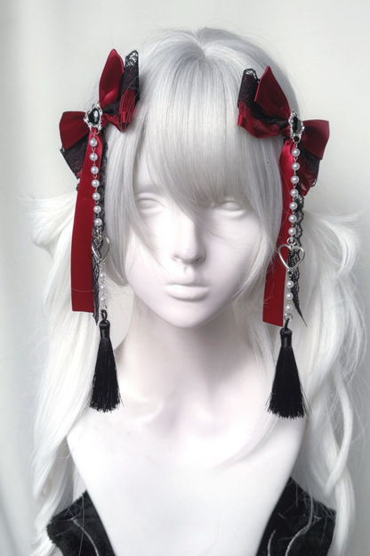 Dark Chinese-Style Tassel Rhinestone Hair Trim Clip