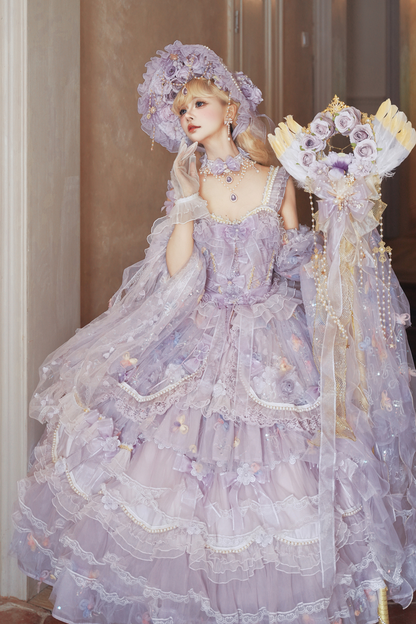 ライラックゴージャスプリンセスミディアムロリータドレス