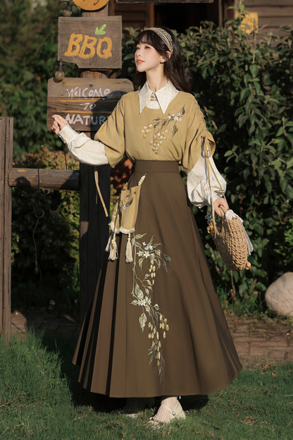 Forever Island Yellow Fruit Shirt + Skirt + Outerwear