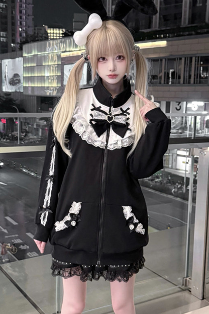 Dark-Puppen-Sweatshirt-Jacke mit Reißverschluss