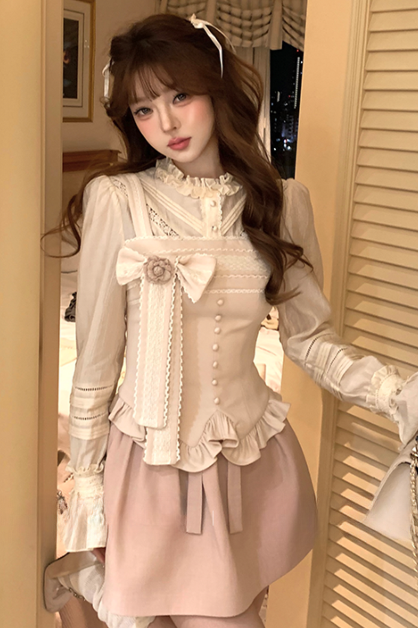 Sweet Lace Bustier Top + Ribbon Brooch