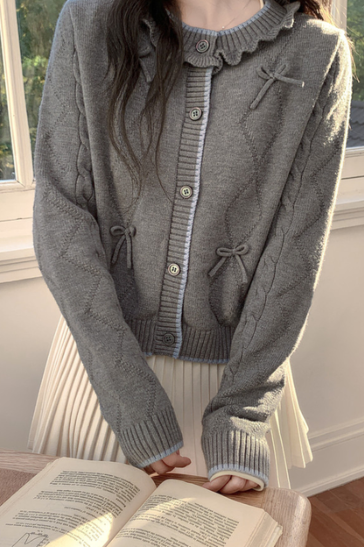 リボンニットカーディガン