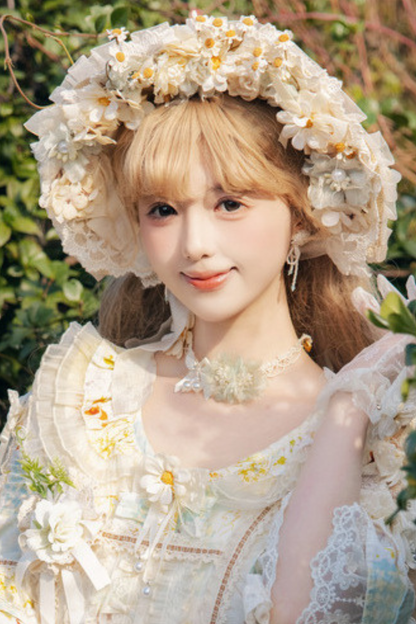 デイジーウェディングロリータハット+グローブ+バッグ+ネックレス