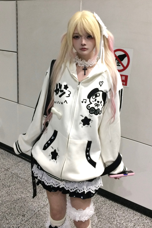 Anime Illustration Loose Hooded Hoodie