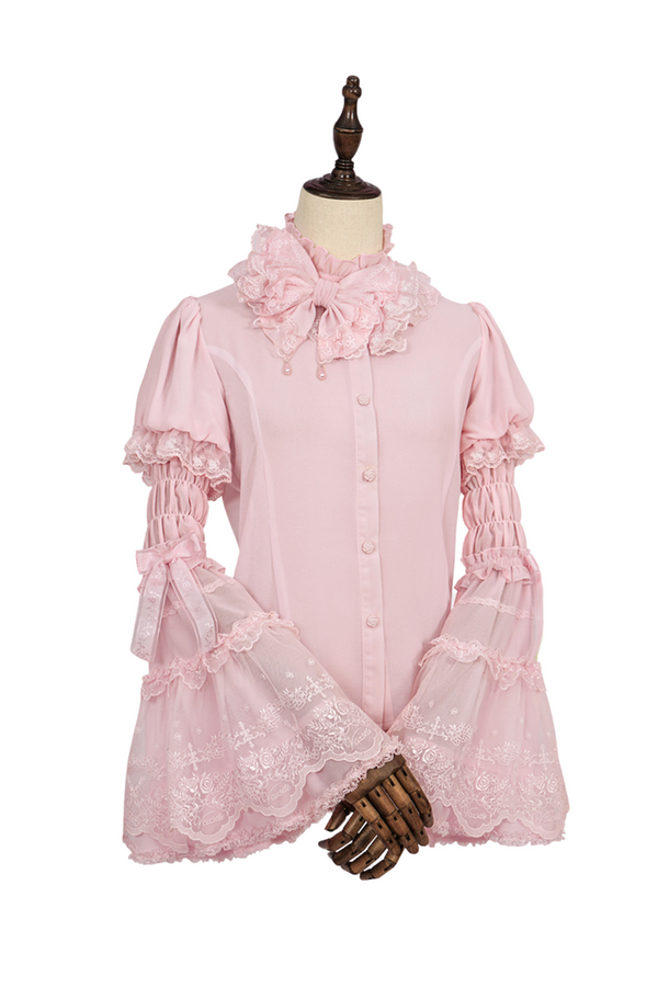 Floral Banquet Princess Sleeve Shirt + Ruffle Lolita Dress
