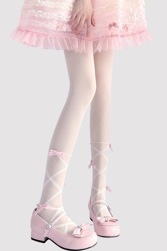 Ribbon Pure Pearl Sheer Tights