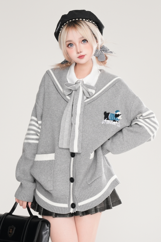 College Sailor Knit Cardigan