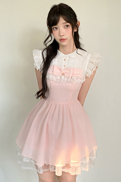 甜美风蕾丝公主连衣裙