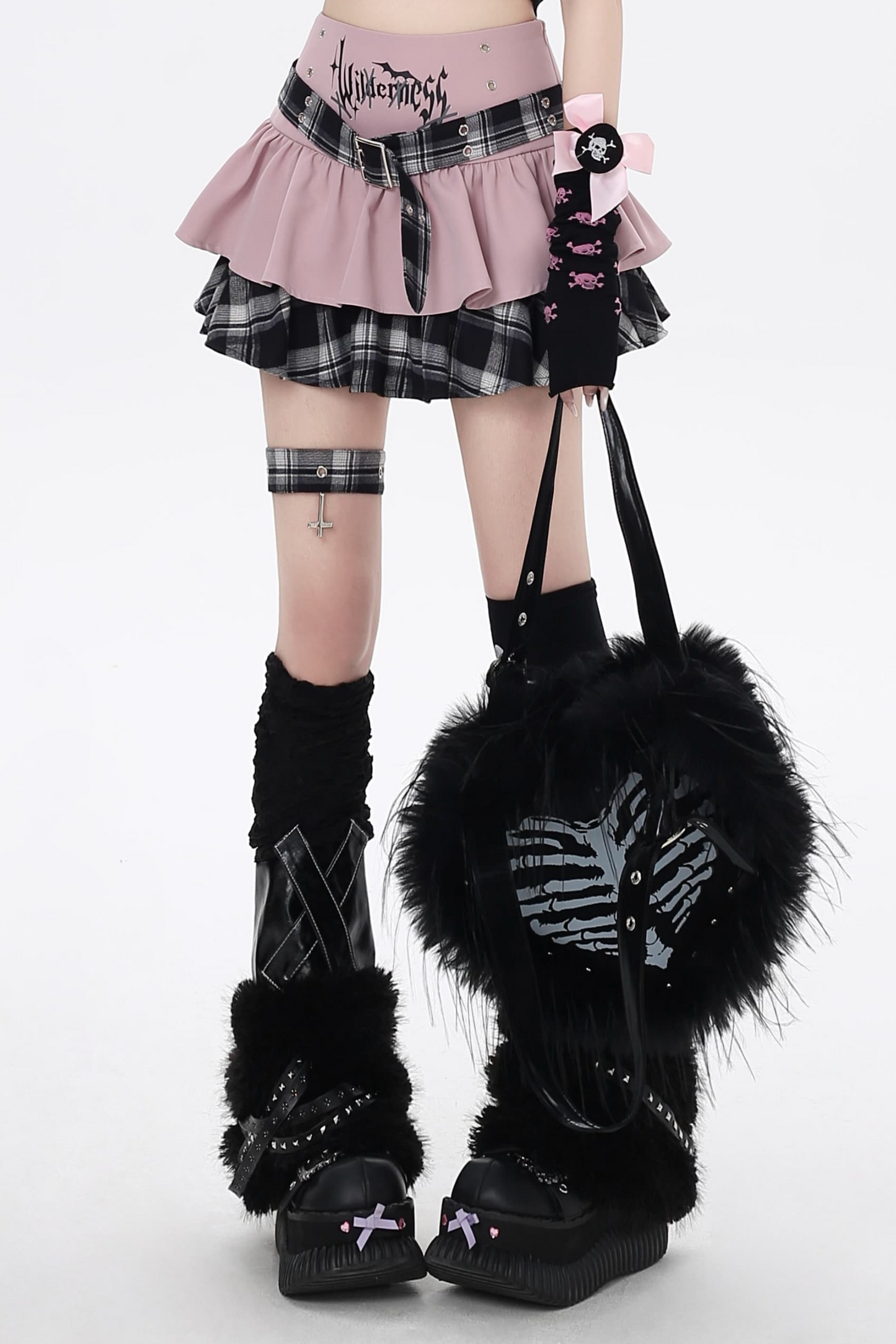 ゴシックアイコンサブカルチェックケーキスカート
