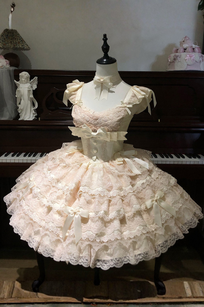 【予約商品】プリンセスバレエケーキロリータドレス+ヘアバンド+ネックレス+スリーブ+テール