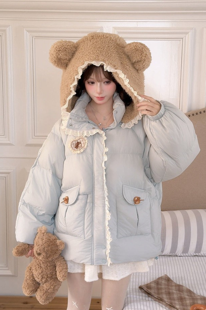 ベアイヤーフードダウンジャケット