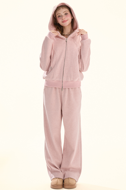 カジュアルフードパーカー+ルーズパンツ