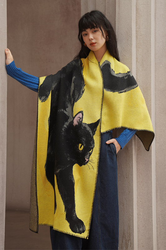 Black Cat Big Knit Scarf