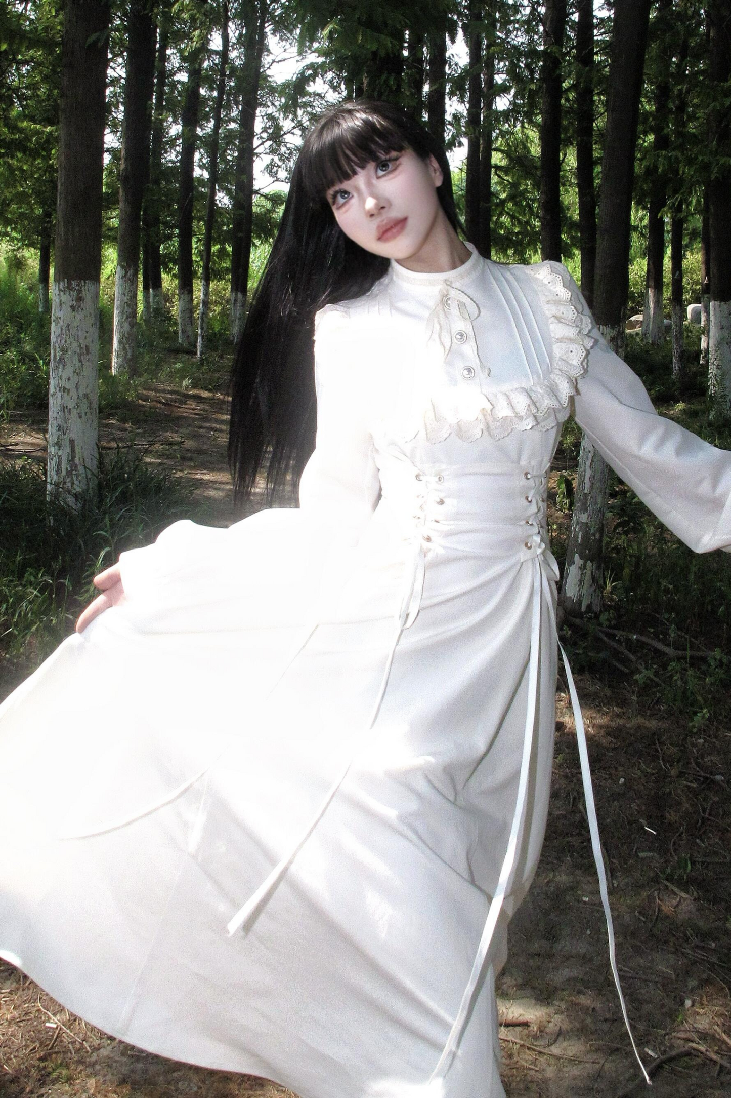 French Retro Elegant Lace Long Dress