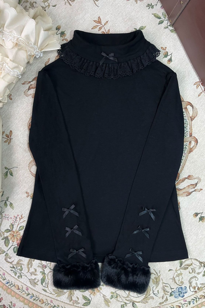 リボンタートルネックロリータトップス