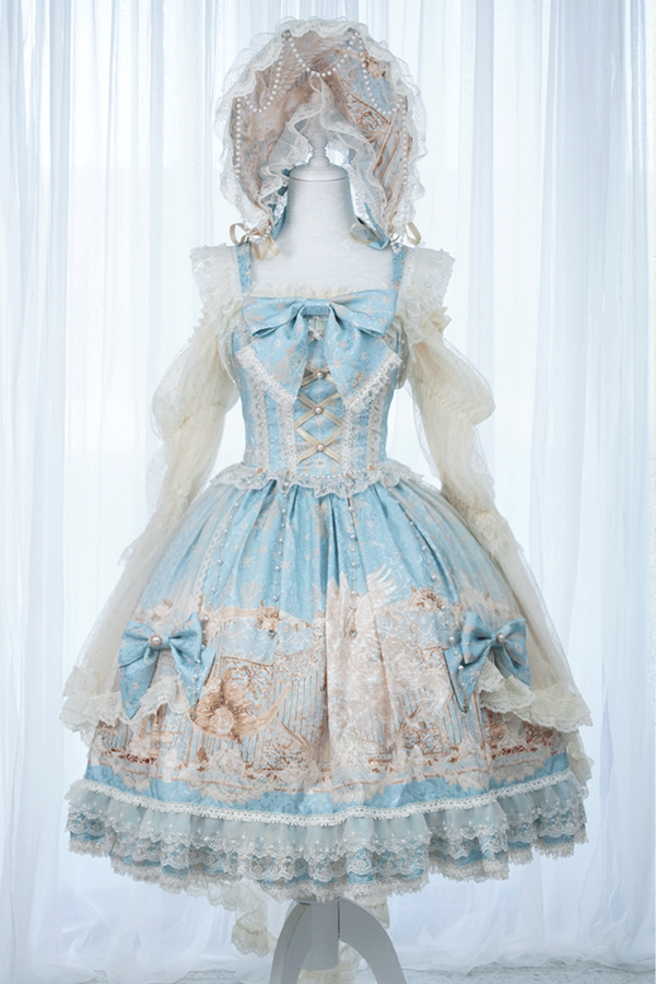 ユニコーンクラシカルプリンセスジャンパースカート+トップス+ボンネット+カチューシャ