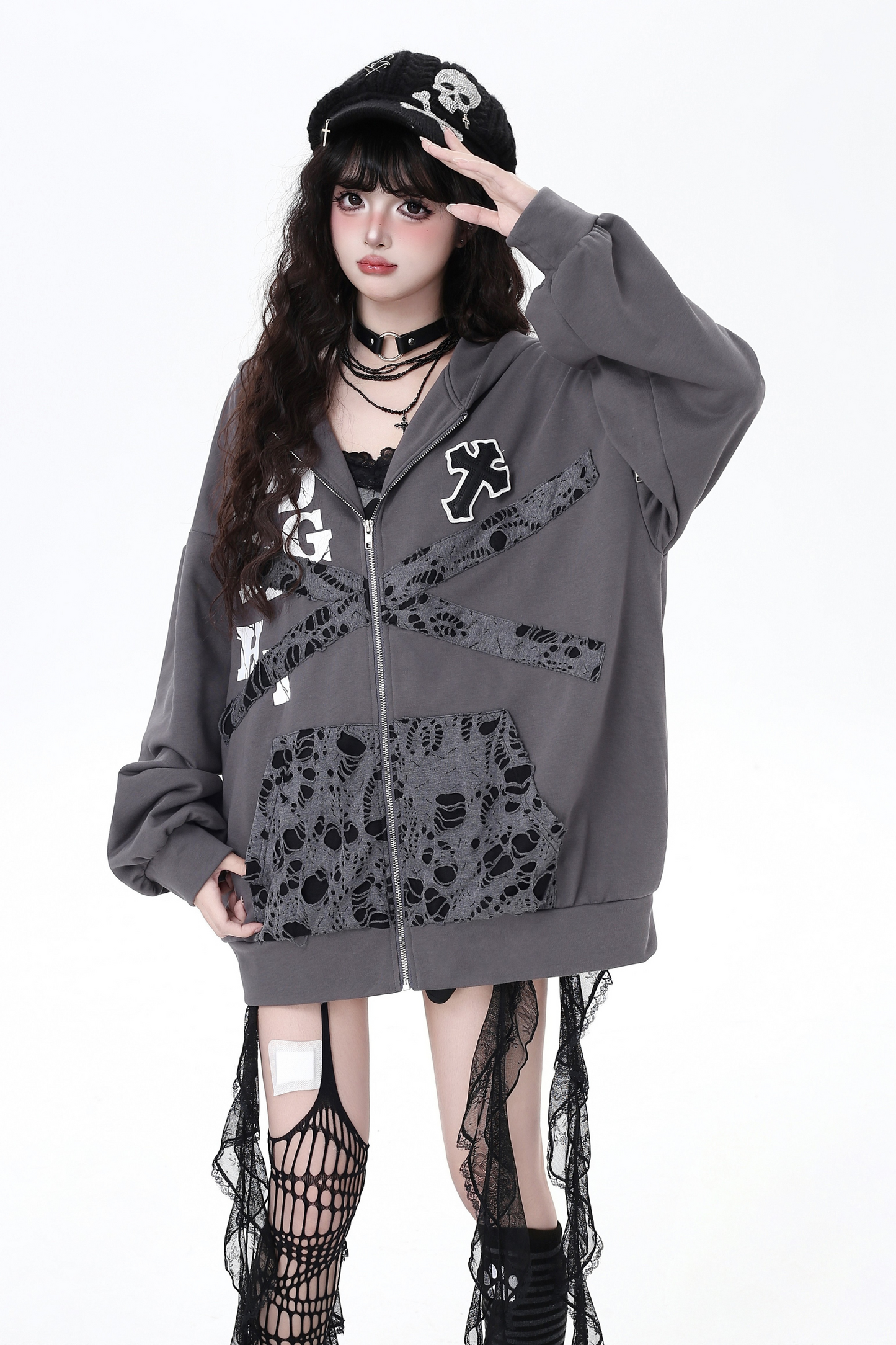 Dark Crazy Girl Loose Hooded Hoodie