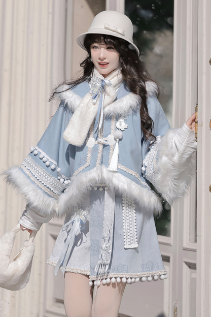 チャイナスノーロリータジャケット+トップス+スカート+スカーフ