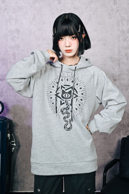 Gray Hooded Trendy Style Casual Top