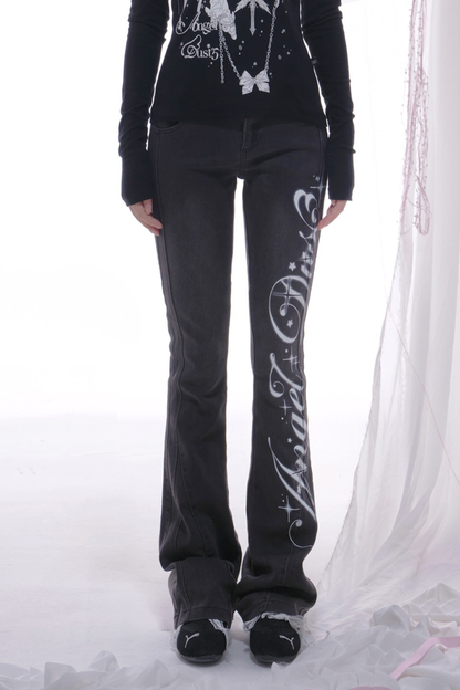 アメリカンY2Kロゴスリムパンツ