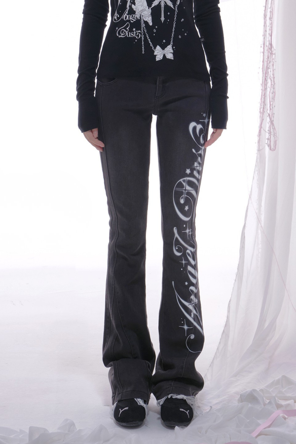 アメリカンY2Kロゴスリムパンツ