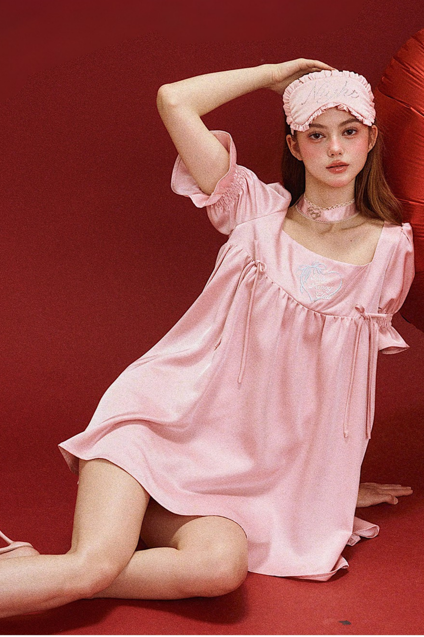 Puff Sleeve Satin Nightdress