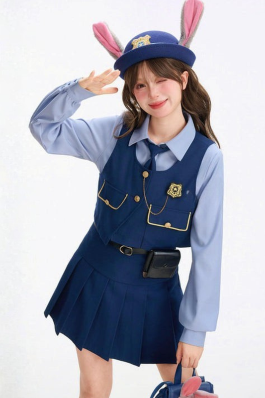 Tribal Blaue Bluse mit Schleife Oberteil + Rock + Aussenbekleidung