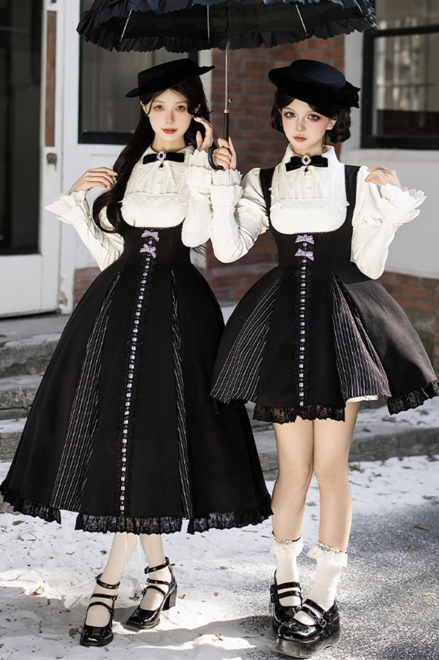 Six Sweet Lolita Flare Jumper Skirt + Top + Hat + Ribbon + Collar