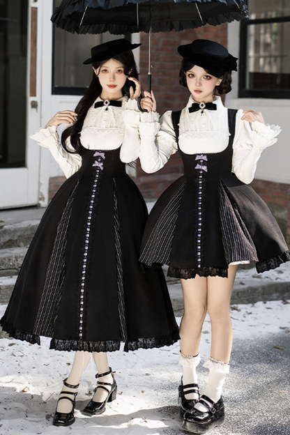Six Sweet Lolita Flare Jumper Skirt + Top + Hat + Ribbon + Collar