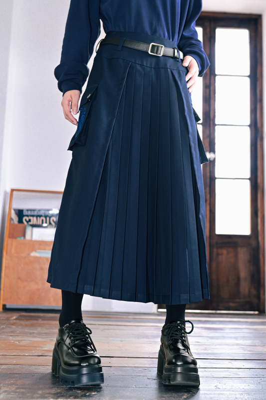 Slimming Jellyfish Stitch Pleated Skirt