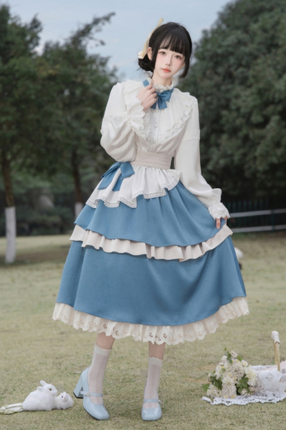 Retro Elegant Shirt + Half Skirt