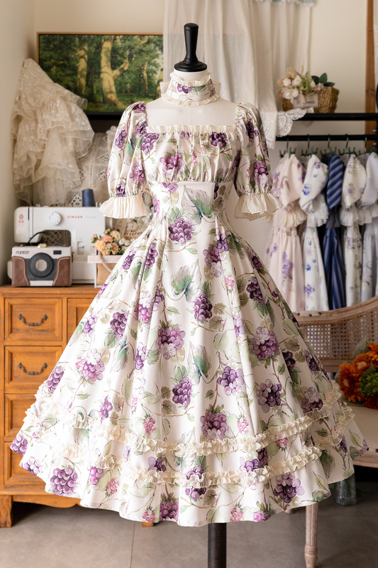 Forest Grape Flower Retro Lolita Dress