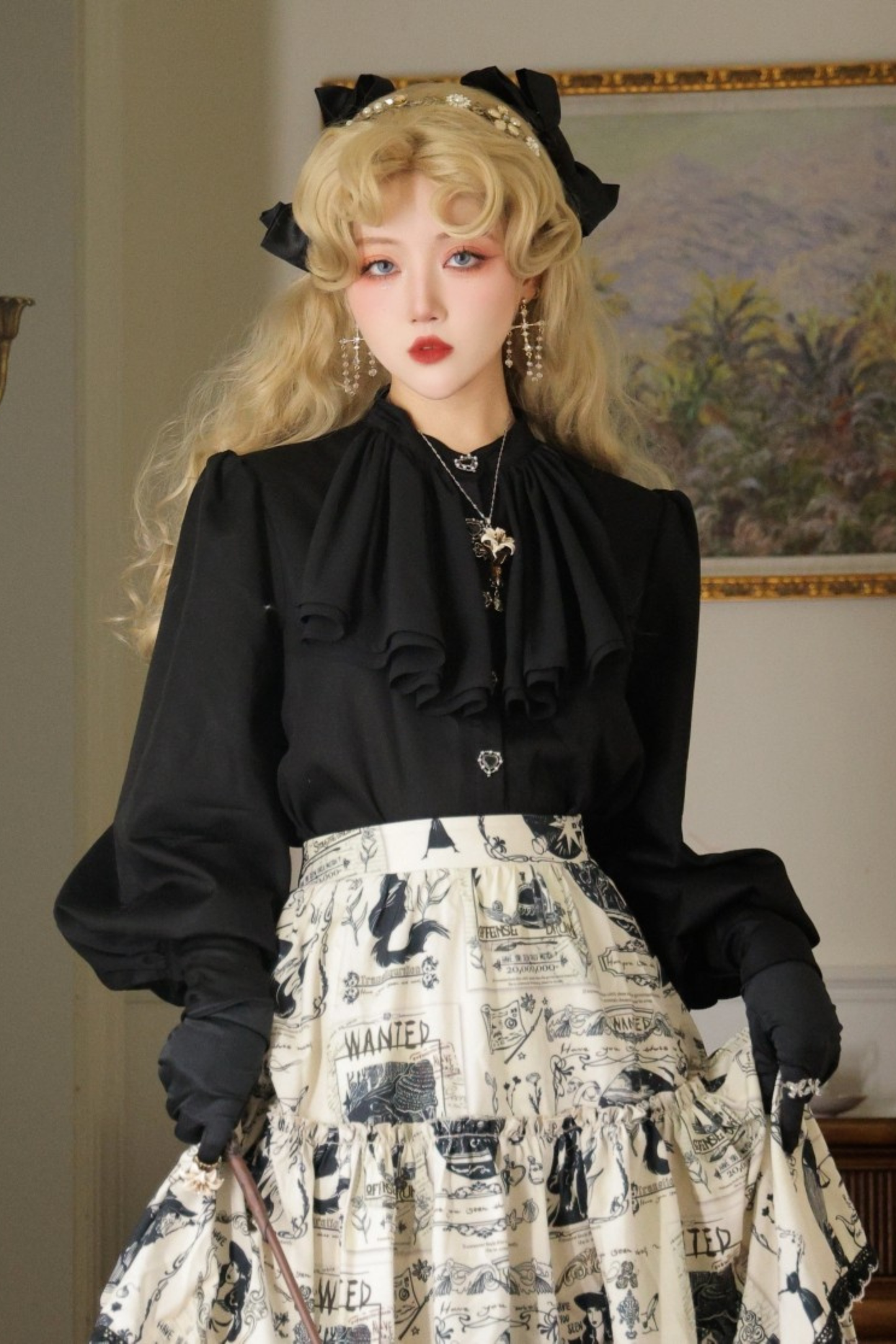 Elegant Satin Puff Sleeve Blouse