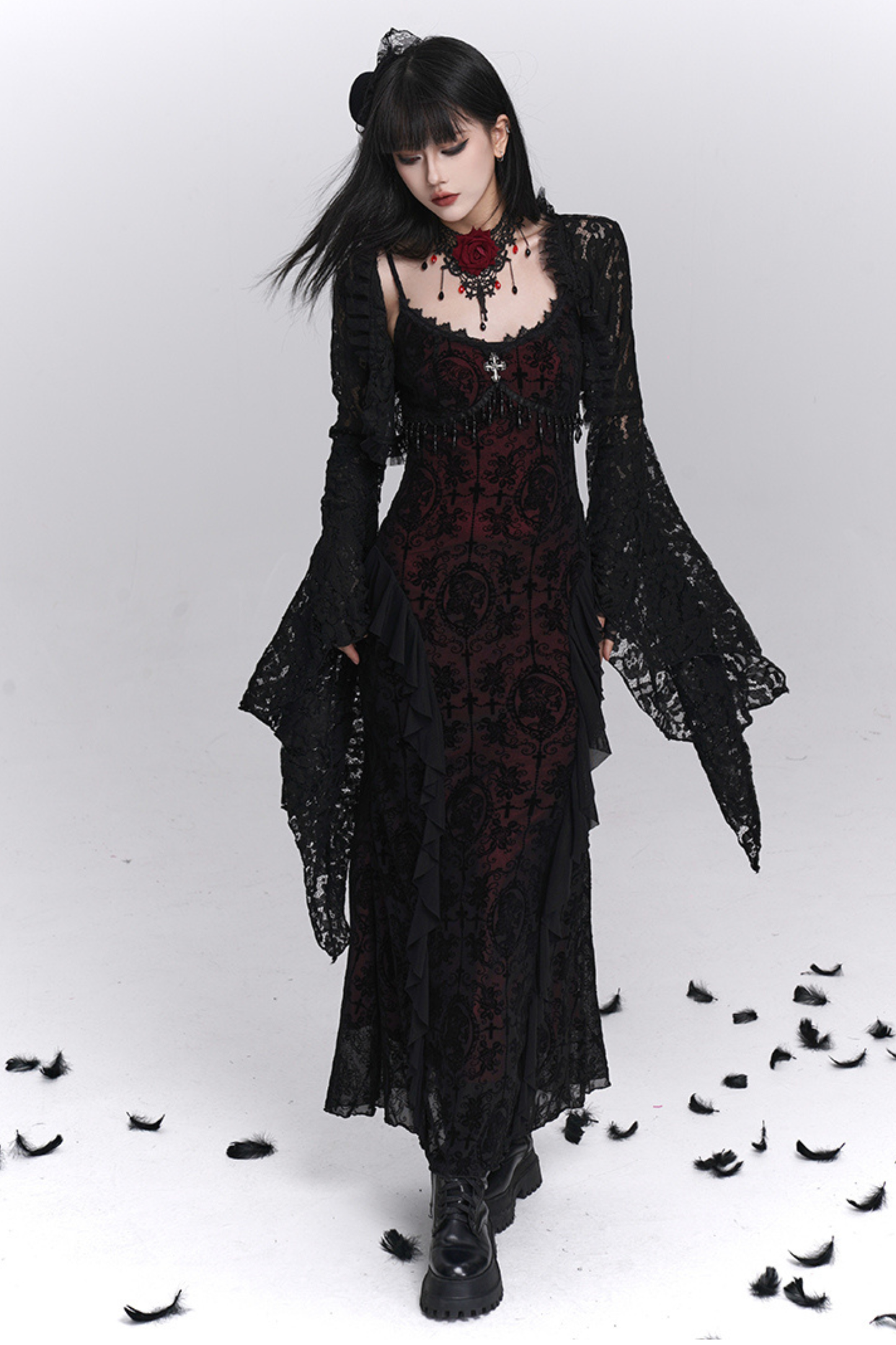 ゴシックキャミソールドレス＋シアートップス