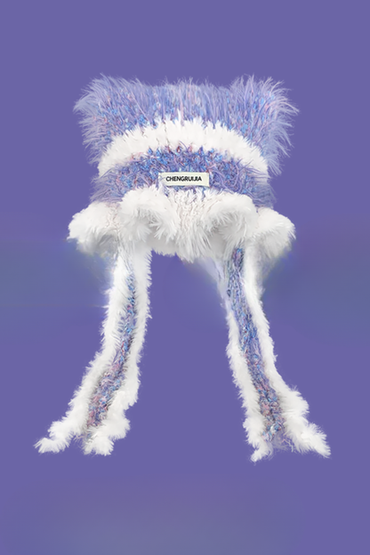 猫耳ファーフェイスプロテクターニット帽