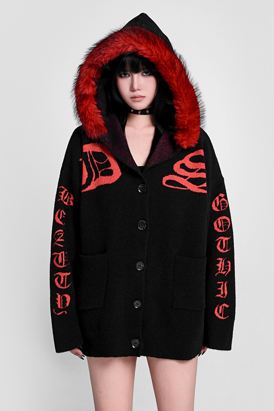 ゴシックファーフードカーディガン