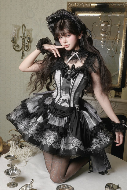 【2月28日予約締切】ダークシルバーレースロリータドレス+BNT+ネックアクセサリー