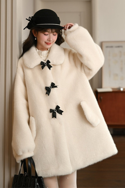 トリプルリボンミドルファーコート