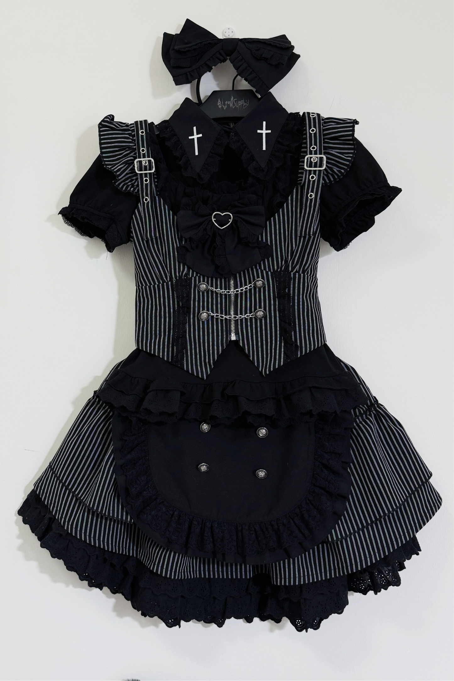 エンジェルストライプクロスベスト+トップス+スカート