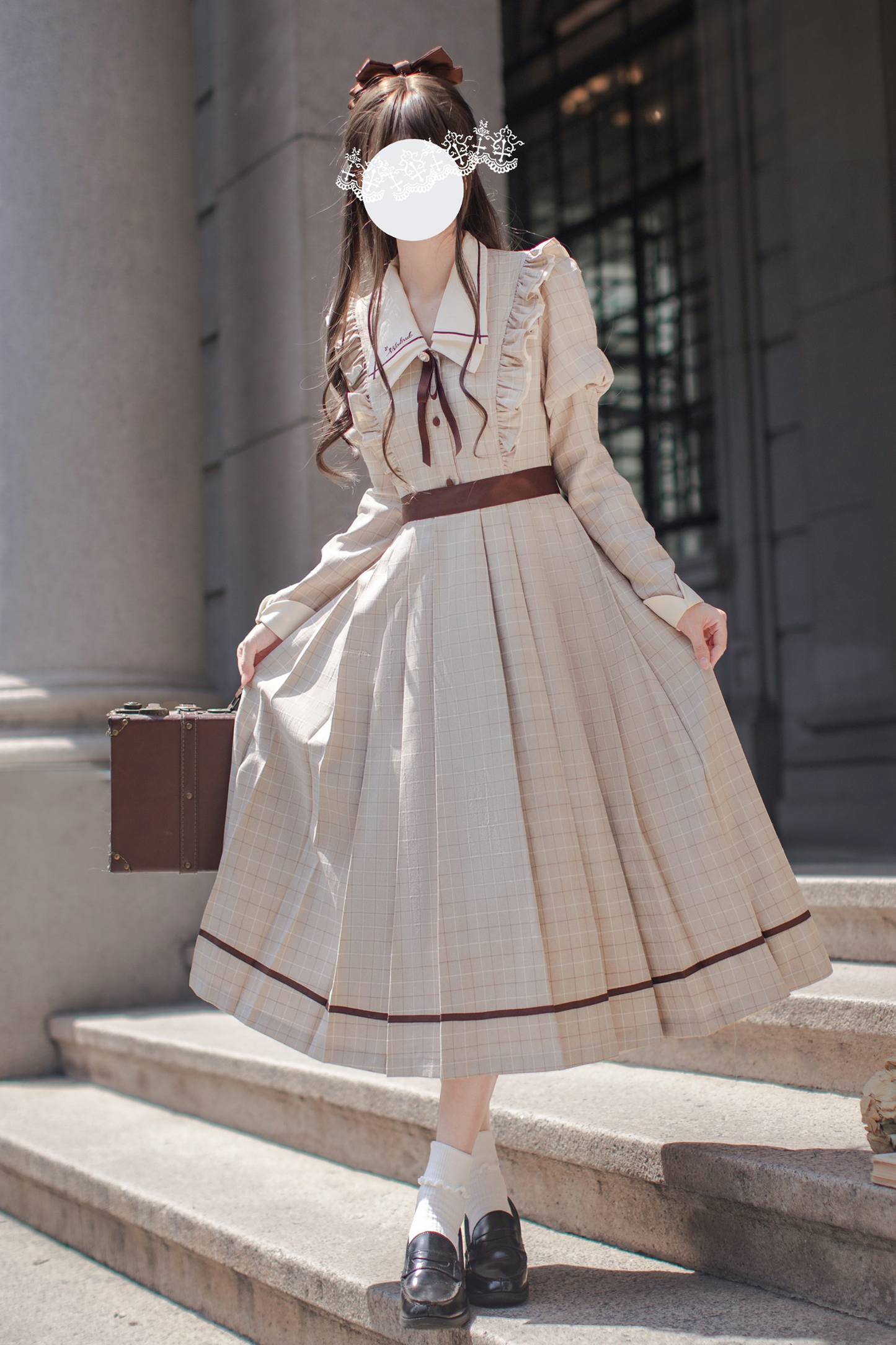 プレッピースタイルレトロエレガントワンピース