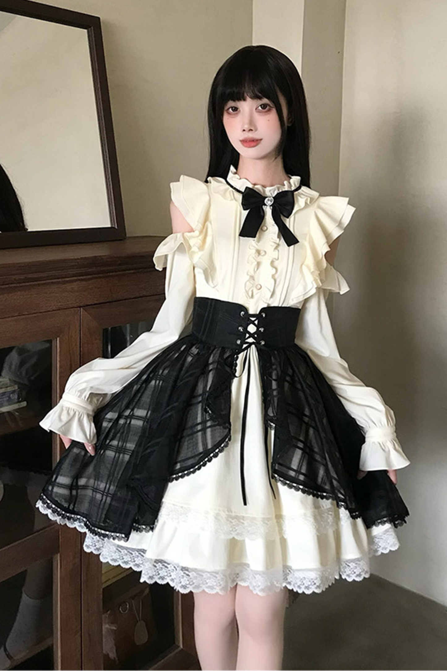 オフショルダーノーブルドレス+スカート