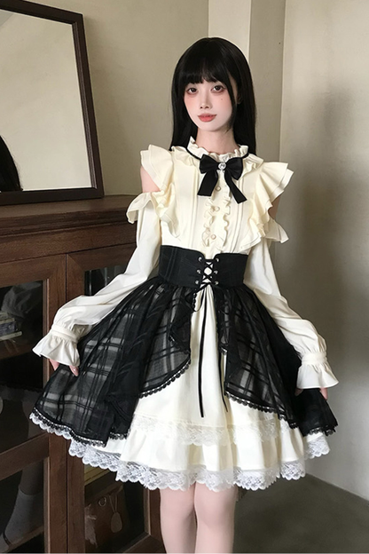 オフショルダーノーブルドレス+スカート