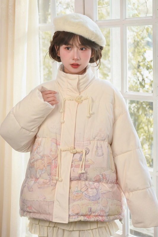 フェアリーテールレースカラー付きダウンジャケット