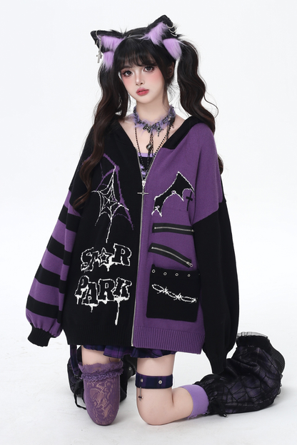 Gothic Asymmetrical Design Knit Cardigan