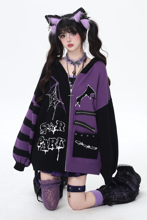 Gothic Asymmetrical Design Knit Cardigan