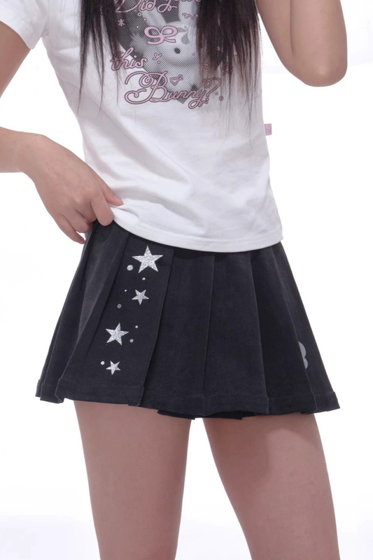 ウォッシュドデニムプリーツスカート