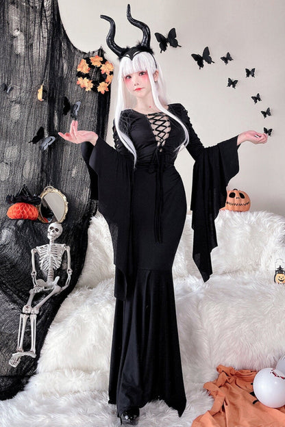 Gothic Retro Strap Witch Dress Set