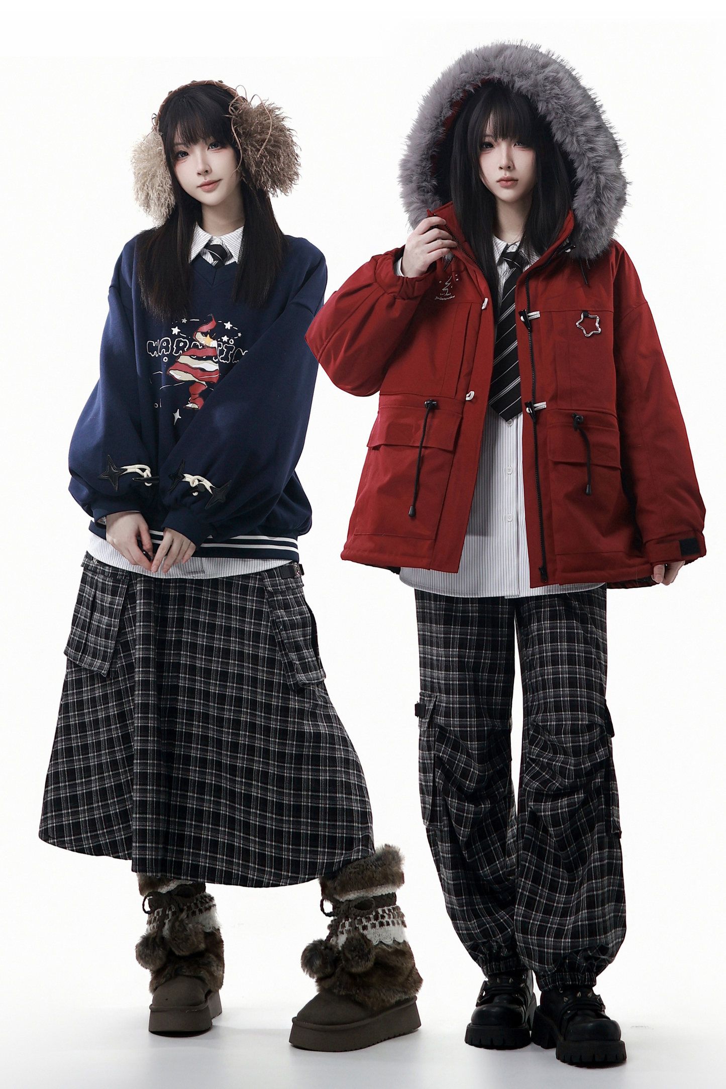 クリスマスフードコート+シャツ+スウェット+ロングスカート+パンツ