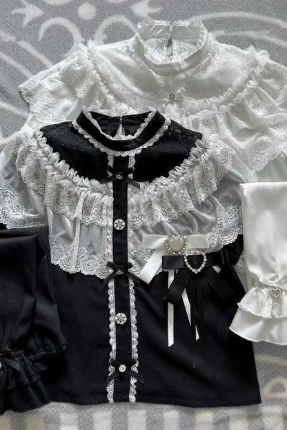 Mine lace cape shirt + sleeves + brooch