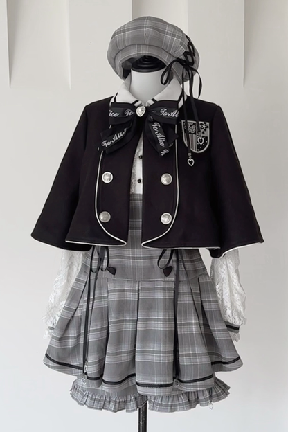 Detektiv-Akademie-Karo-Kleid + Hose + Cape